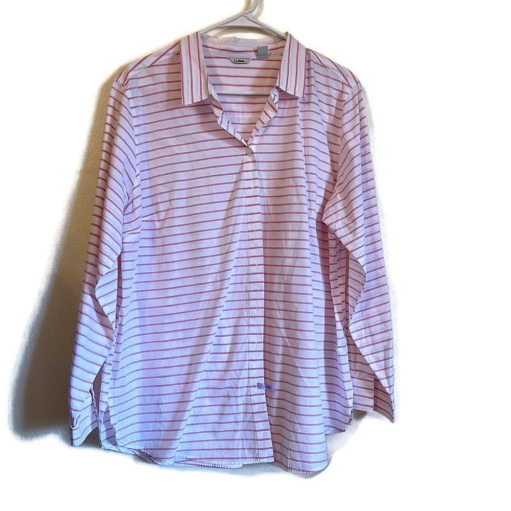 L.L.Bean Women's button down striped shirt size XL Pet